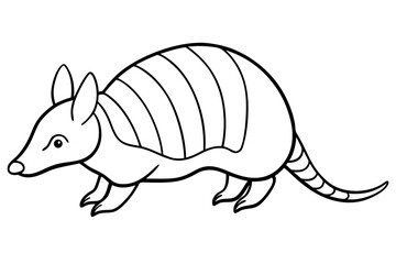 armadillo silhouette line art vector illustration