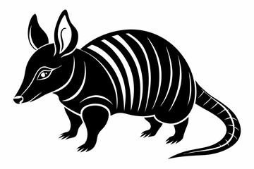 armadillo silhouette line art vector illustration