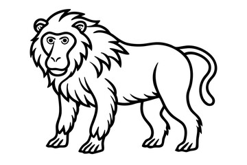 baboon silhouette line art vector illustration