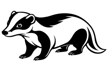 Fototapeta premium badger silhouette line art vector illustration