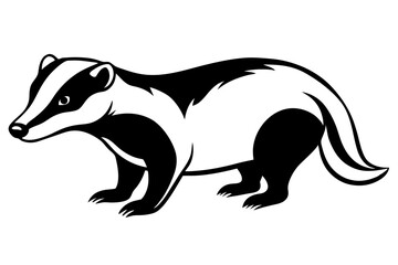 badger silhouette line art vector illustration