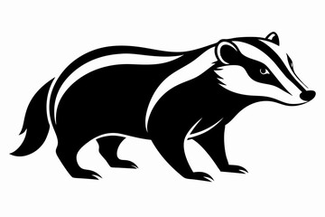 Obraz premium badger silhouette line art vector illustration