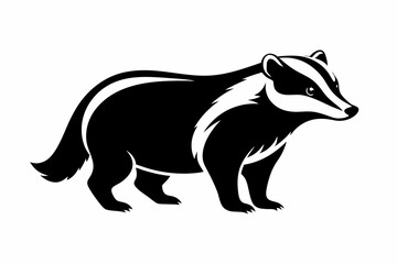 Obraz premium badger silhouette line art vector illustration