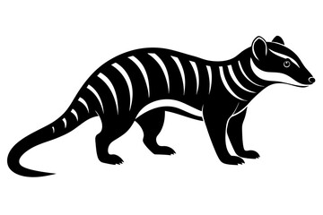 banded mongoose silhouette line art vector illustration