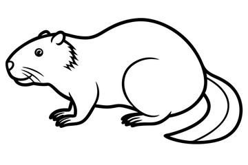 beaver silhouette line art vector illustration