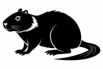 beaver silhouette line art vector illustration