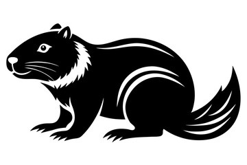 beaver silhouette line art vector illustration