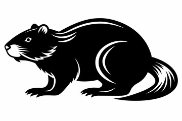 beaver silhouette line art vector illustration