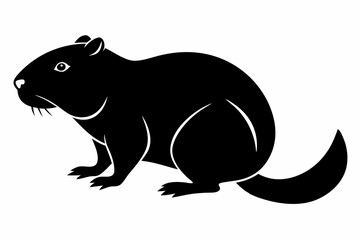 beaver silhouette line art vector illustration