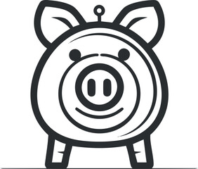 Obraz premium A cute cartoon pig illustration featuring a smiling face and simple design elements.