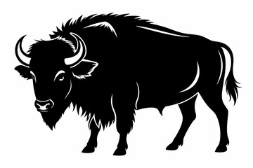 bison silhouette line art vector illustration