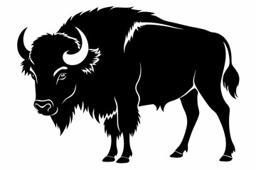 bison silhouette line art vector illustration