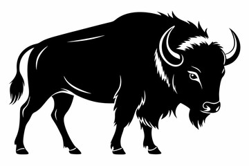 bison silhouette line art vector illustration