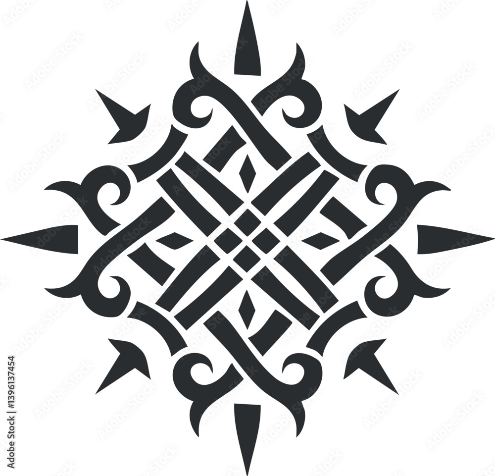 Aufkleber intricate black ornamental design featuring symmetrical patterns and decorative elements ideal for v