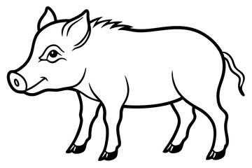 boar silhouette line art vector illustration