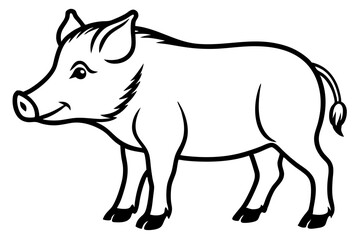 boar silhouette line art vector illustration