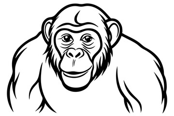 bonobo silhouette line art vector illustration