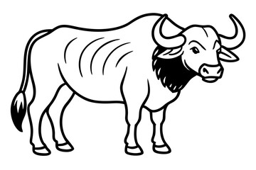 buffalo silhouette line art vector illustration