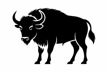 buffalo silhouette line art vector illustration