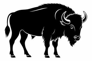 buffalo silhouette line art vector illustration