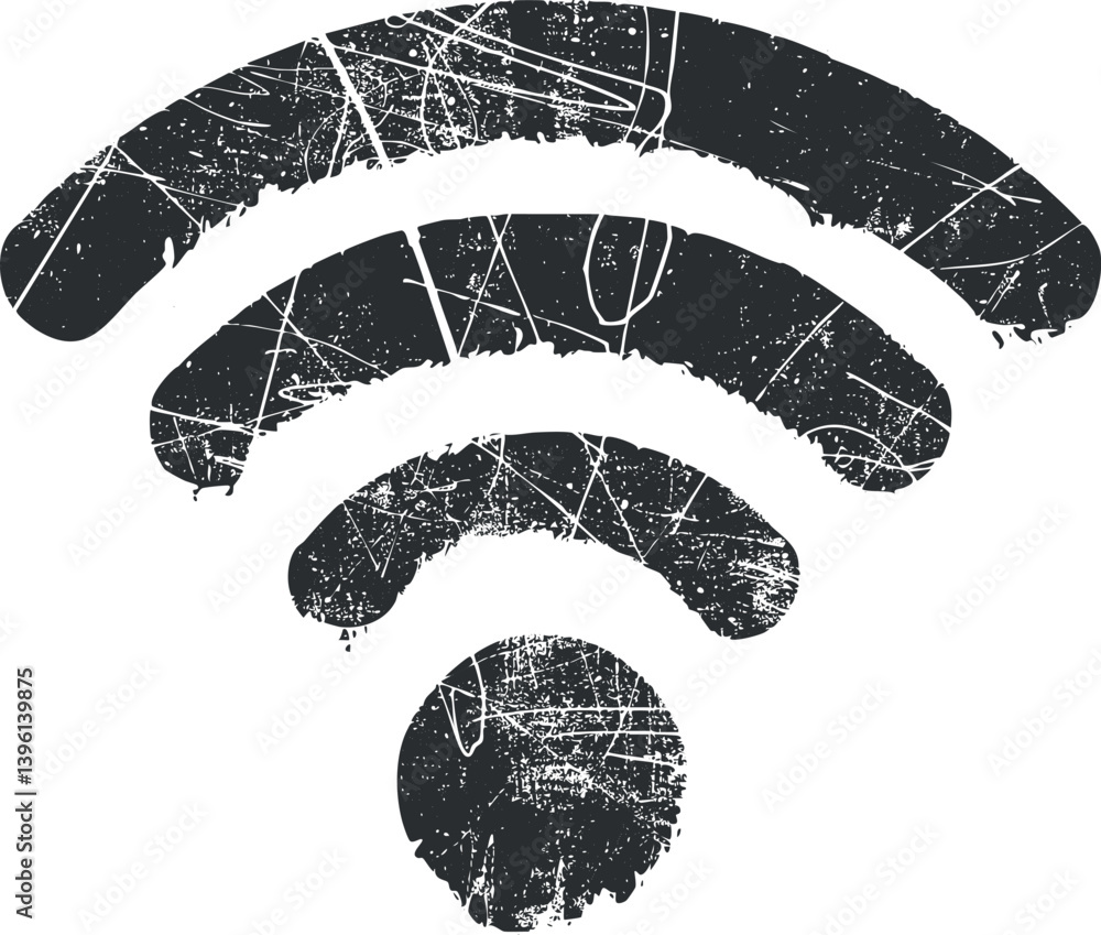 Aufkleber a stylized graphic representation of a wifi signal symbol with a distressed texture.