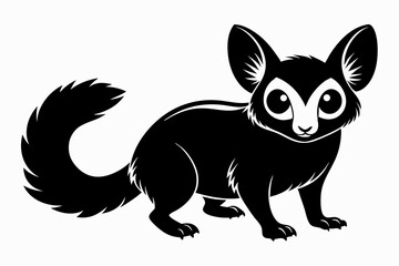 bushbaby silhouette line art vector illustration