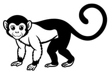 capuchin monkey silhouette line art vector illustration