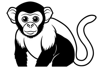 capuchin monkey silhouette line art vector illustration