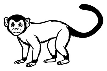 capuchin monkey silhouette line art vector illustration