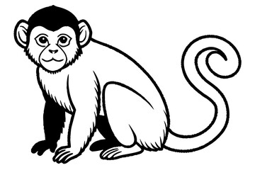 Obraz premium capuchin monkey silhouette line art vector illustration