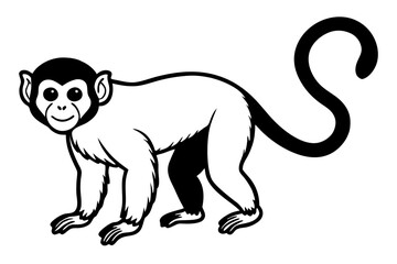 capuchin monkey silhouette line art vector illustration