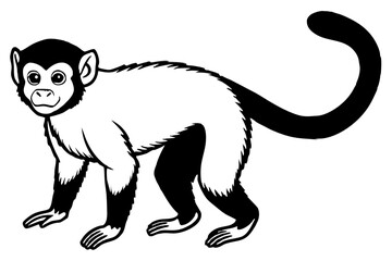 capuchin monkey silhouette line art vector illustration