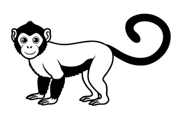 capuchin monkey silhouette line art vector illustration