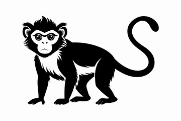 capuchin monkey silhouette line art vector illustration