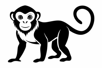 capuchin monkey silhouette line art vector illustration