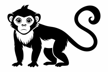 capuchin monkey silhouette line art vector illustration
