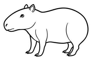 capybara silhouette line art vector illustration