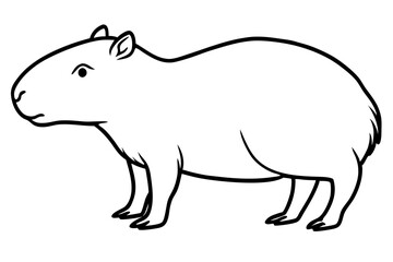 capybara silhouette line art vector illustration
