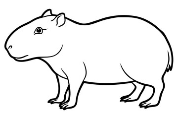 capybara silhouette line art vector illustration