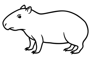 capybara silhouette line art vector illustration