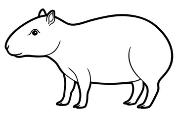 capybara silhouette line art vector illustration