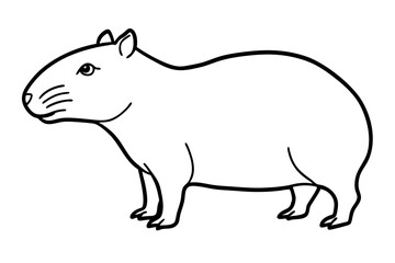 capybara silhouette line art vector illustration