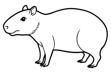 capybara silhouette line art vector illustration