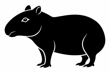 capybara silhouette line art vector illustration