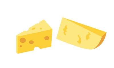 Pieces of cheese product. Vector illustration on white background