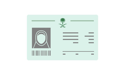 Saudi id card woman. Official document for citizens. Personal identity. Vector illustration