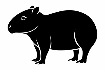 capybara silhouette line art vector illustration