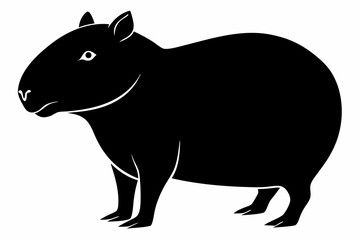 capybara silhouette line art vector illustration
