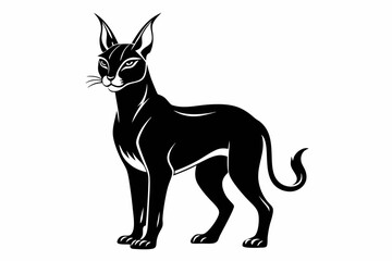 caracal silhouette line art vector illustration