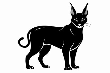 caracal silhouette line art vector illustration